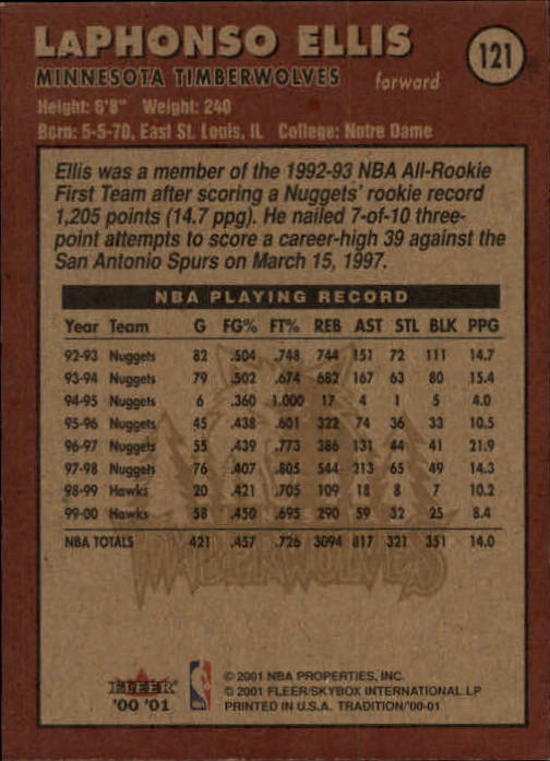A7626- 2000-01 Fleer Basketball Card #s 1-200 -You Pick- 15+ FREE US SHIP - Picture 195 of 321