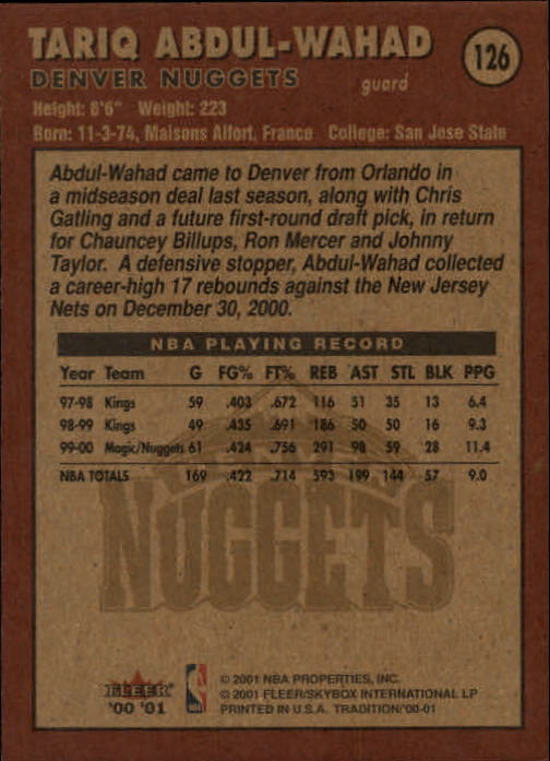 A7626- 2000-01 Fleer Basketball Card #s 1-200 -You Pick- 15+ FREE US SHIP - Picture 203 of 321