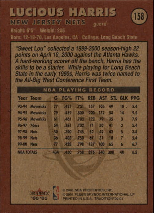 A7626- 2000-01 Fleer Basketball Card #s 1-200 -You Pick- 15+ FREE US SHIP - Picture 251 of 321