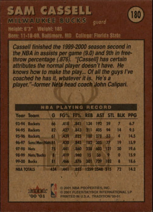 A7626- 2000-01 Fleer Basketball Card #s 1-200 -You Pick- 15+ FREE US SHIP - Picture 291 of 321