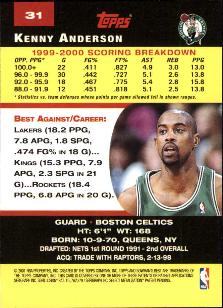 2000-01 Bowman's Best #31 Kenny Anderson back image