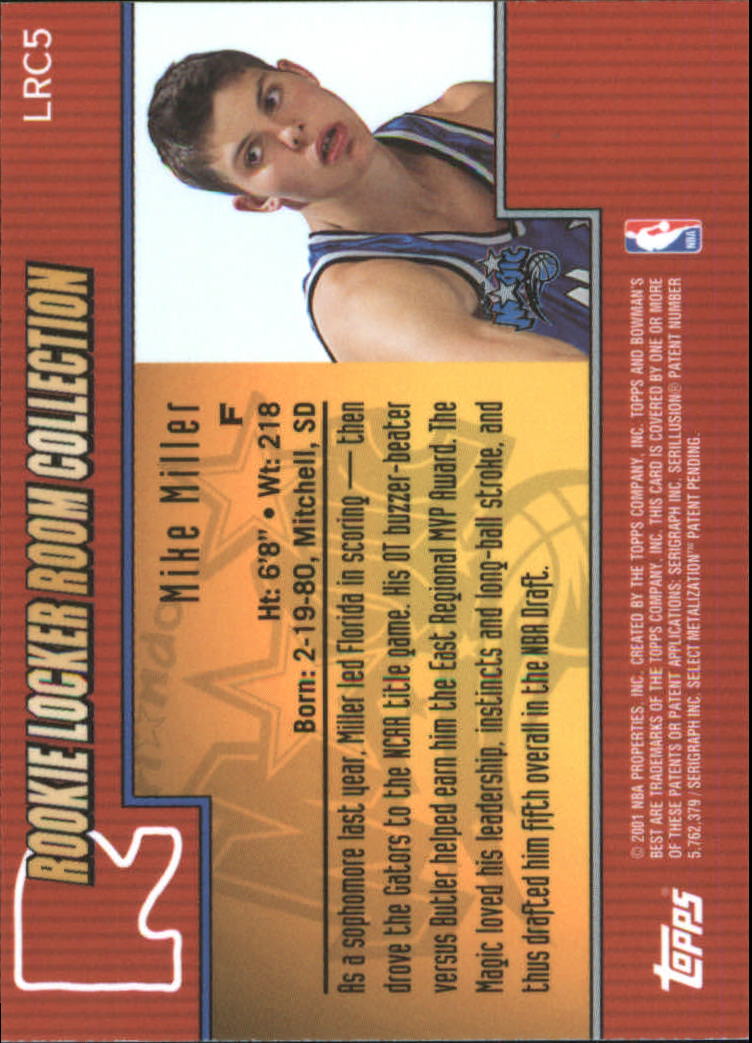 2000-01 Bowman's Best Rookie Locker Room Collection #LRC5 Mike Miller back image