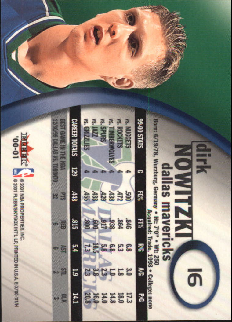 2000-01 E-X #16 Dirk Nowitzki back image