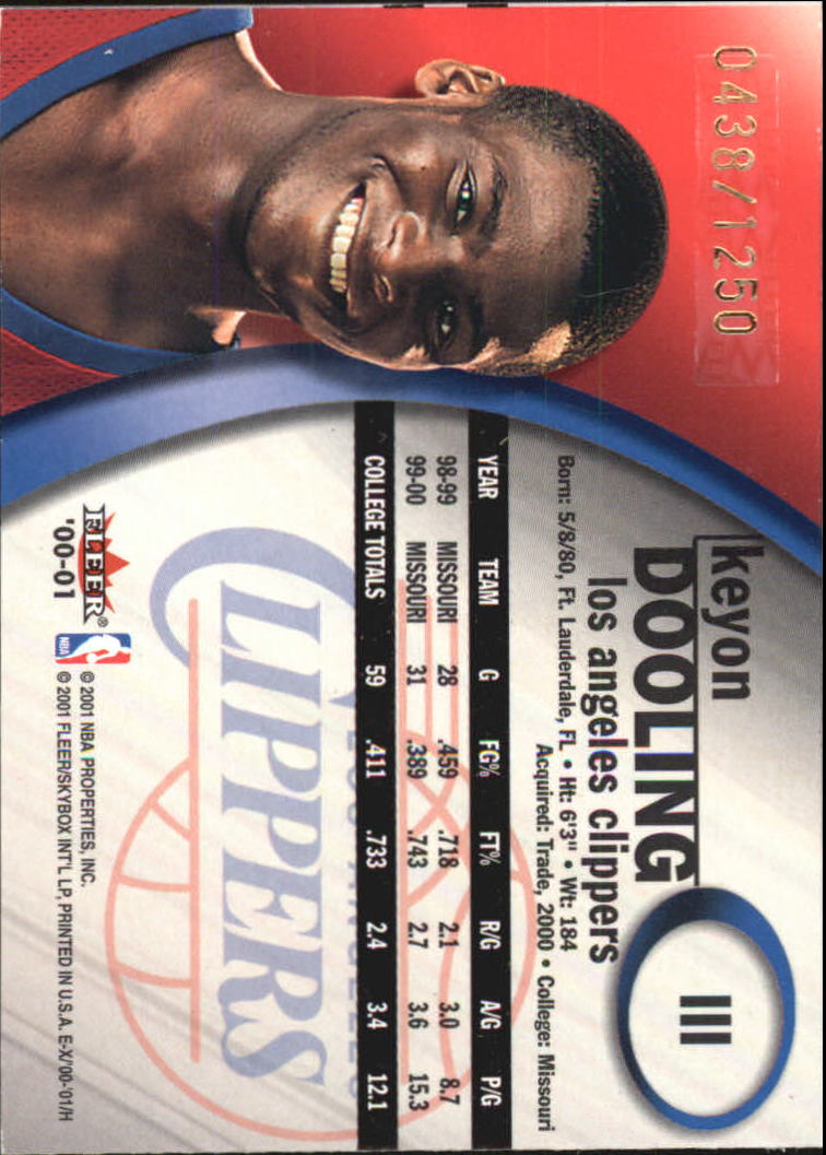 2000-01 E-X #111 Keyon Dooling RC back image