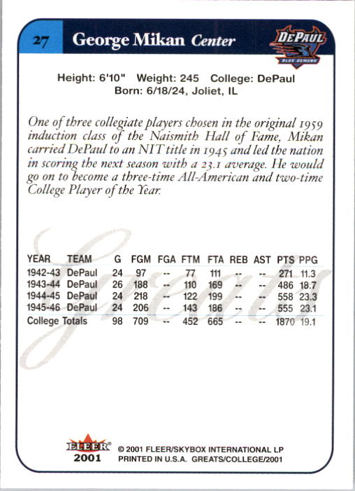 A4391- 2001 Greats of the Game Basketball #s 1-84 -You Pick- 15+ FREE US SHIP - Picture 51 of 137