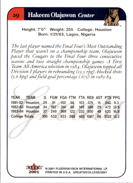 A4391- 2001 Greats of the Game Basketball #s 1-84 -You Pick- 15+ FREE US SHIP - Picture 55 of 137