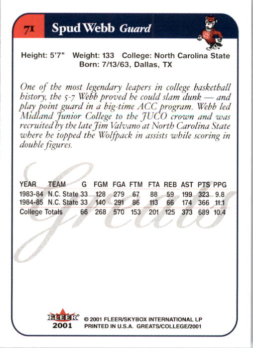 A4391- 2001 Greats of the Game Basketball #s 1-84 -You Pick- 15+ FREE US SHIP - Picture 109 of 137