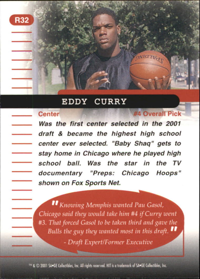 2001 SAGE HIT Rarefied Bronze #R32 Eddy Curry back image