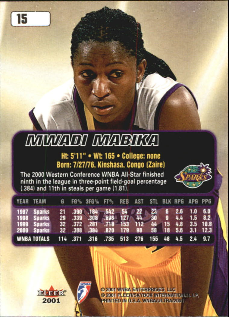 B2688- 2001 Ultra WNBA Basketball Card #s 1-116 -You Pick- 15+ FREE US SHIP - Picture 15 of 117