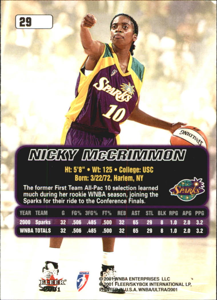 B2688- 2001 Ultra WNBA Basketball Card #s 1-116 -You Pick- 15+ FREE US SHIP - Picture 33 of 117