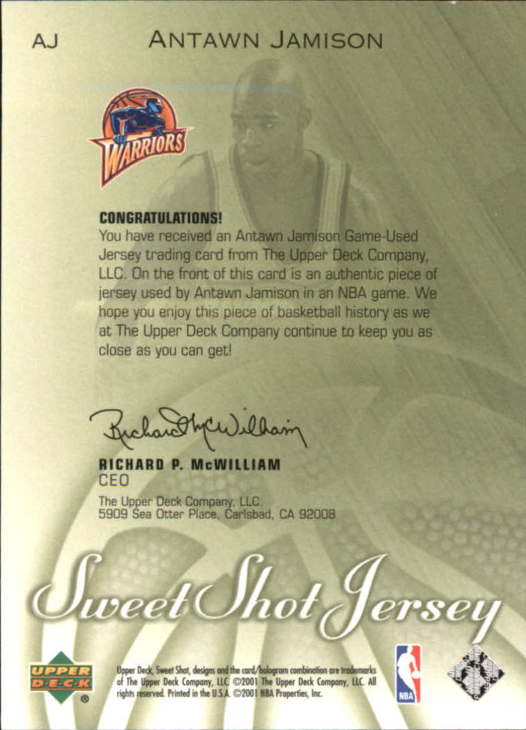 2001-02 Sweet Shot Game Jerseys #AJ Antawn Jamison back image
