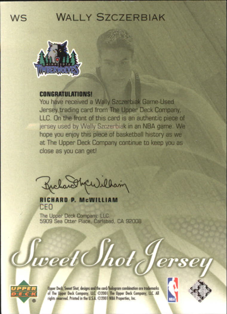2001-02 Sweet Shot Game Jerseys #WS Wally Szczerbiak back image