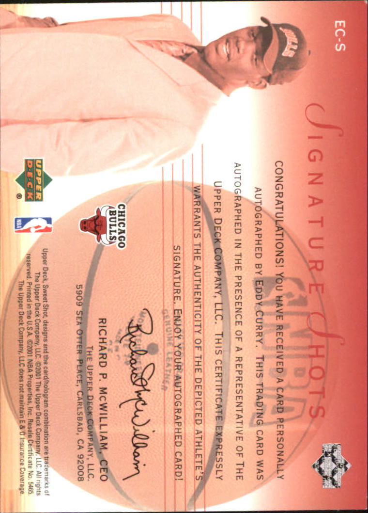 2001-02 Sweet Shot Signature Shots #ECS Eddy Curry back image