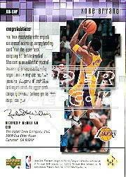 2001-02 Upper Deck Playmakers PC Warm Up Gold #KBGW Kobe Bryant back image