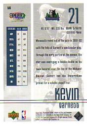 2001-02 Upper Deck Playmakers #56 Kevin Garnett back image