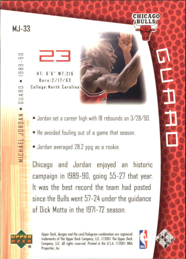 2001-02 Upper Deck MJ's Back #MJ33 Michael Jordan/Bullet Points/Bio back image