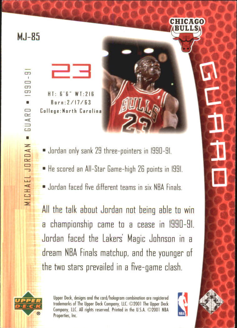2001-02 Upper Deck MJ's Back #MJ85 Michael Jordan/Bullet Points/Bio back image
