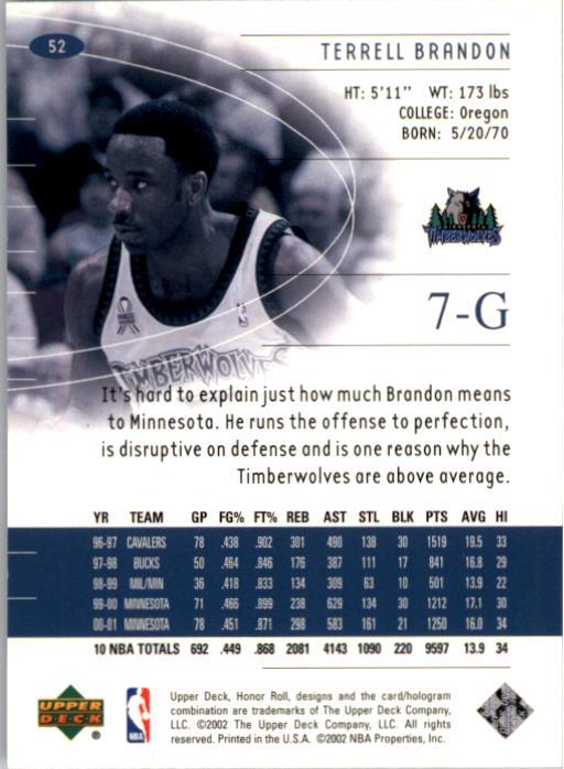 A9409- 2001-02 Upper Deck Honor Rolle BK Karten 1-90 -du Pick- 15 + Kostenlose - Bild 97 von 155