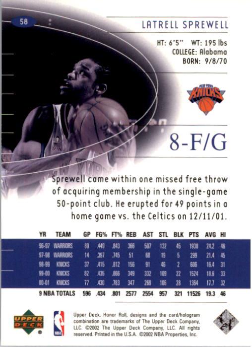A9409- 2001-02 Upper Deck Honor Rolle BK Karten 1-90 -du Pick- 15 + Kostenlose - Bild 109 von 155