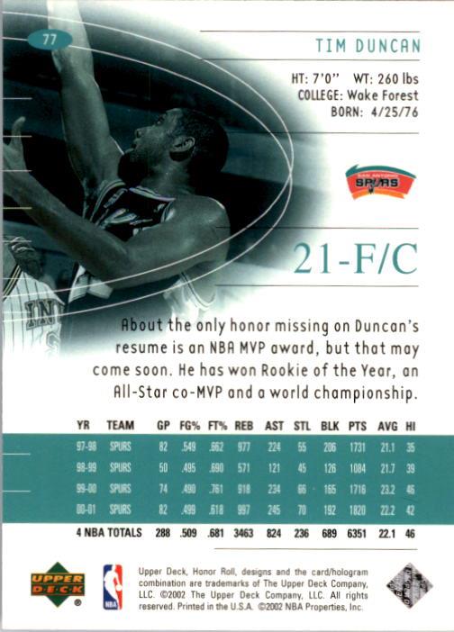 A9409- 2001-02 Upper Deck Honor Rolle BK Karten 1-90 -du Pick- 15 + Kostenlose - Bild 135 von 155