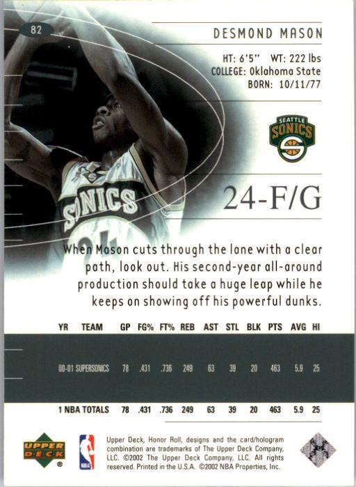 A9409- 2001-02 Upper Deck Honor Rolle BK Karten 1-90 -du Pick- 15 + Kostenlose - Bild 143 von 155