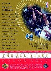 2001-02 Upper Deck Honor Roll Fab Five All-Stars #8 Tracy McGrady back image