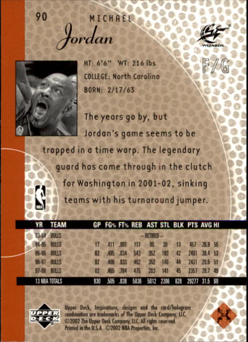 2001-02 Upper Deck Inspirations #90 Michael Jordan back image