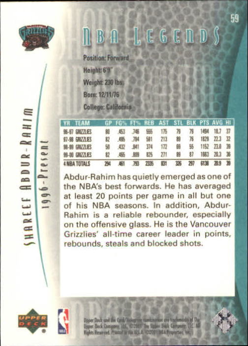 2001-02 Upper Deck Legends Basketball Card Pick (Base) - Picture 113 of 175