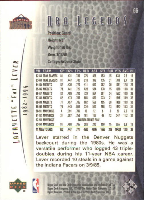 2001-02 Upper Deck Legends Basketball Card Pick (Base) - Picture 127 of 175