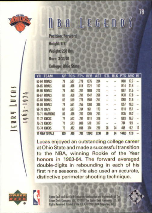 2001-02 Upper Deck Legends Basketball Card Pick (Base) - Picture 151 of 175