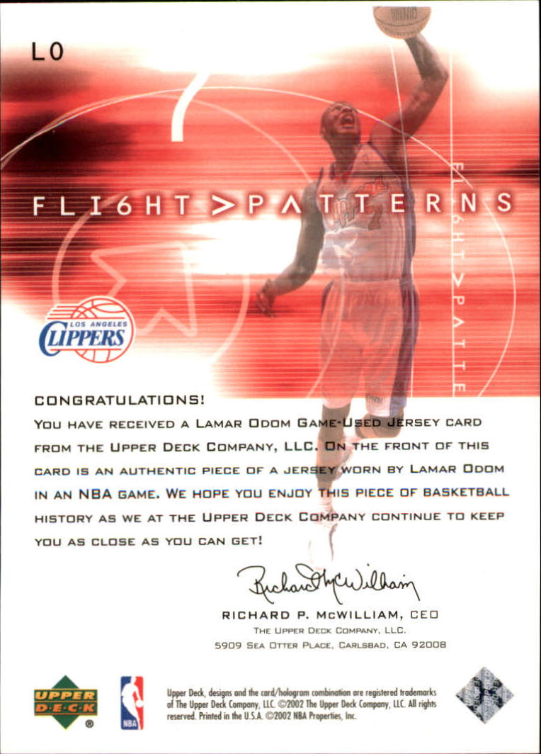 2001-02 Upper Deck Flight Team Flight Patterns #LO Lamar Odom back image