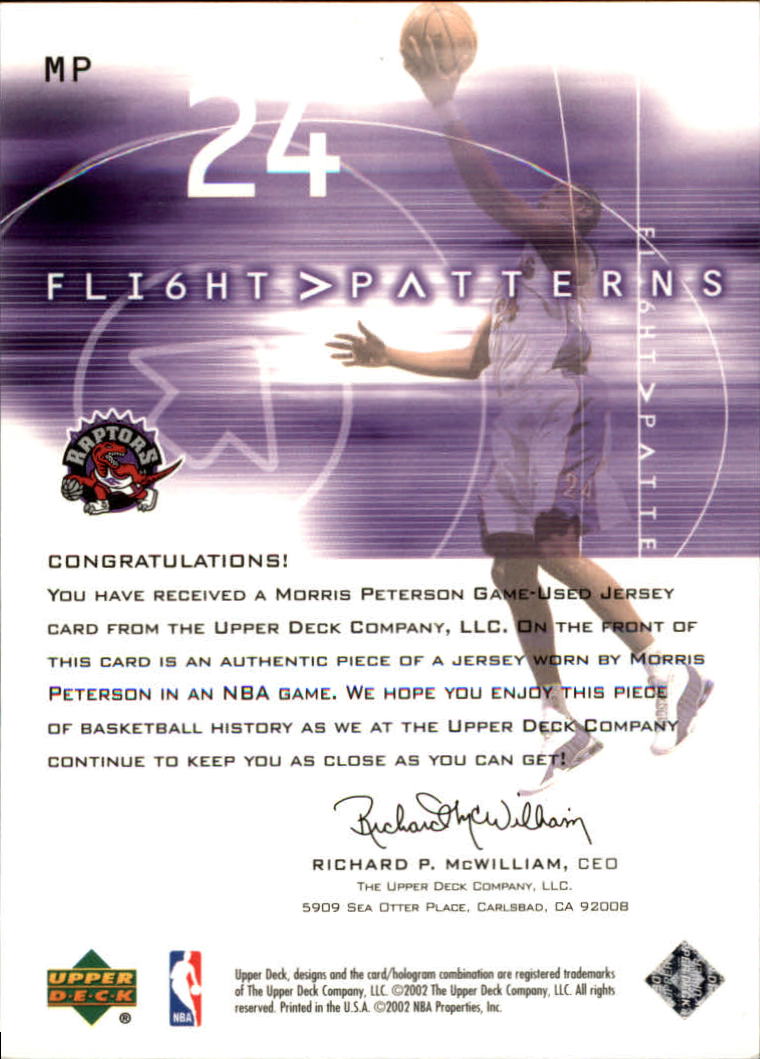 2001-02 Upper Deck Flight Team Flight Patterns #MP Morris Peterson back image