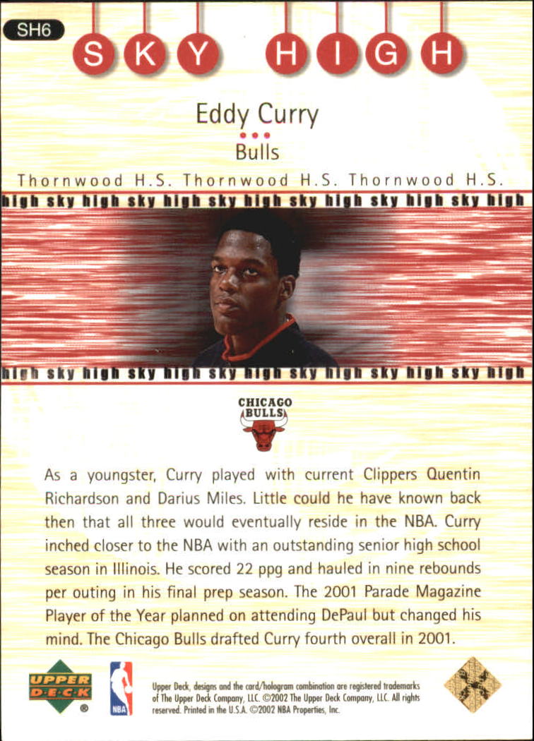 2001-02 Upper Deck Sky High #SH6 Eddy Curry back image