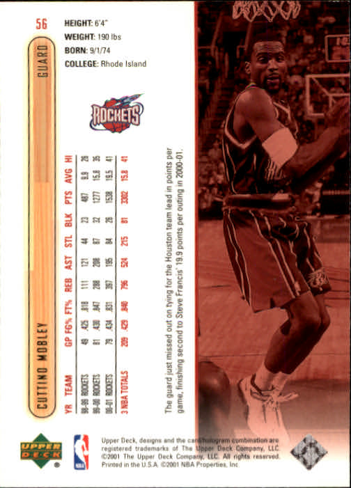 2001-02 Upper Deck #56 Cuttino Mobley back image