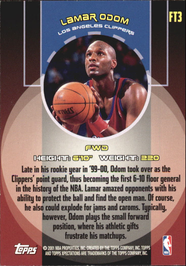 2001-02 Topps Xpectations Forward Thinking #FT3 Lamar Odom back image