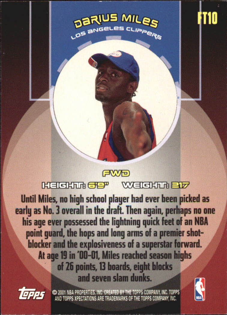 2001-02 Topps Xpectations Forward Thinking #FT10 Darius Miles back image