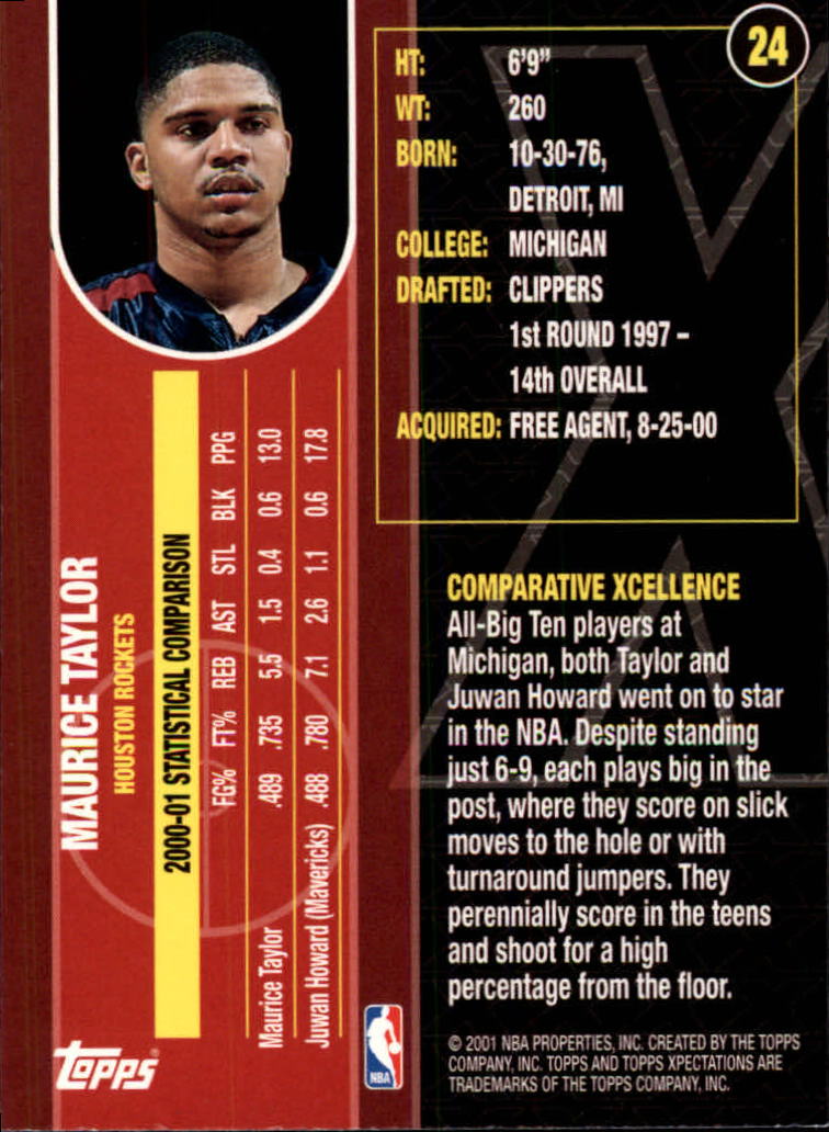 2001-02 Topps Xpectations #24 Maurice Taylor back image
