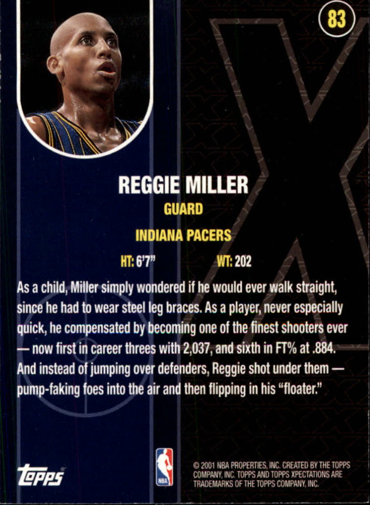 2001-02 Topps Xpectations #83 Reggie Miller back image