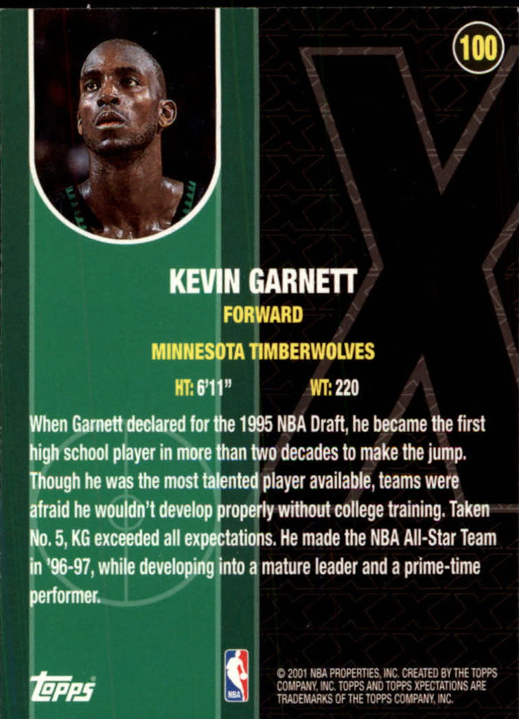 2001-02 Topps Xpectations #100 Kevin Garnett back image