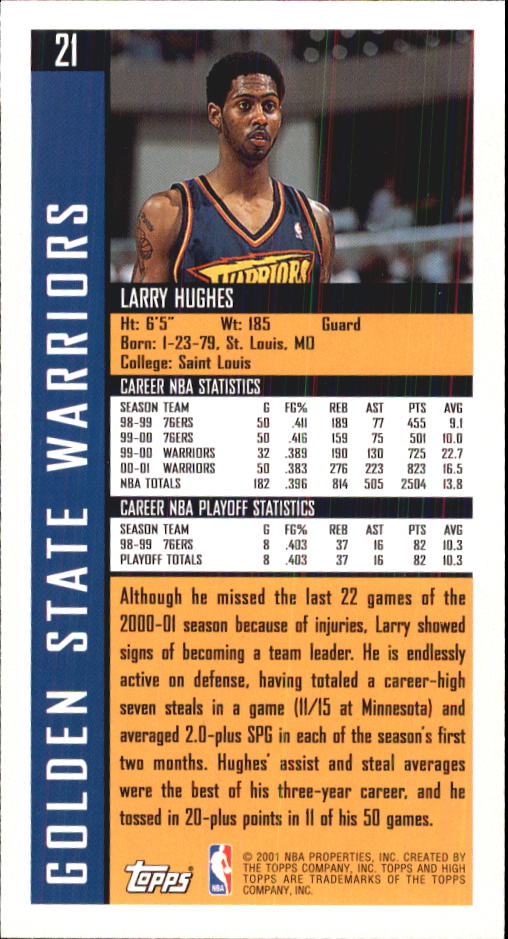 2001-02 Topps High Topps #21 Larry Hughes back image
