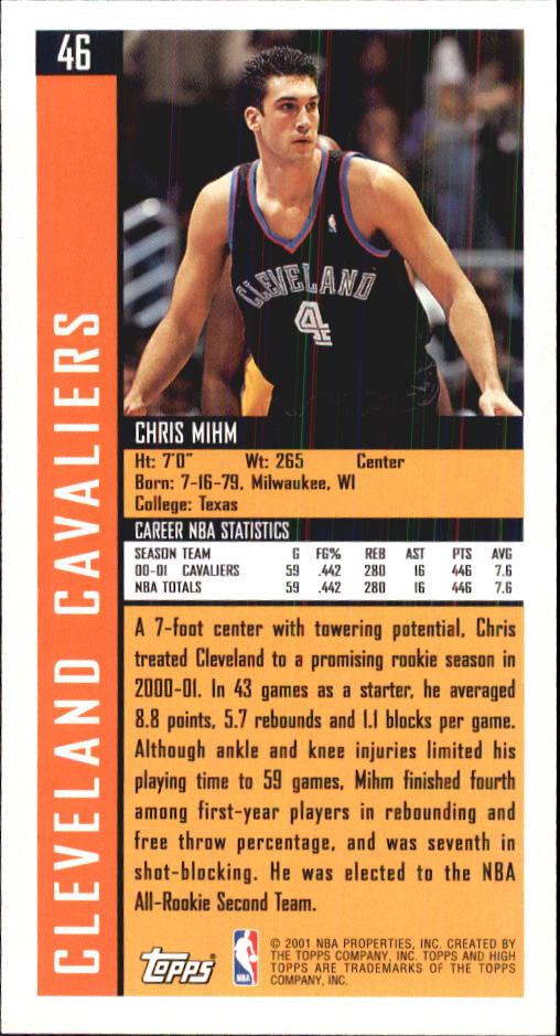 2001-02 Topps High Topps #46 Chris Mihm back image