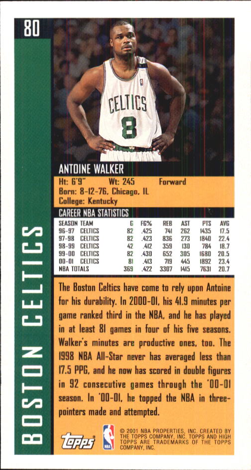 2001-02 Topps High Topps #80 Antoine Walker back image