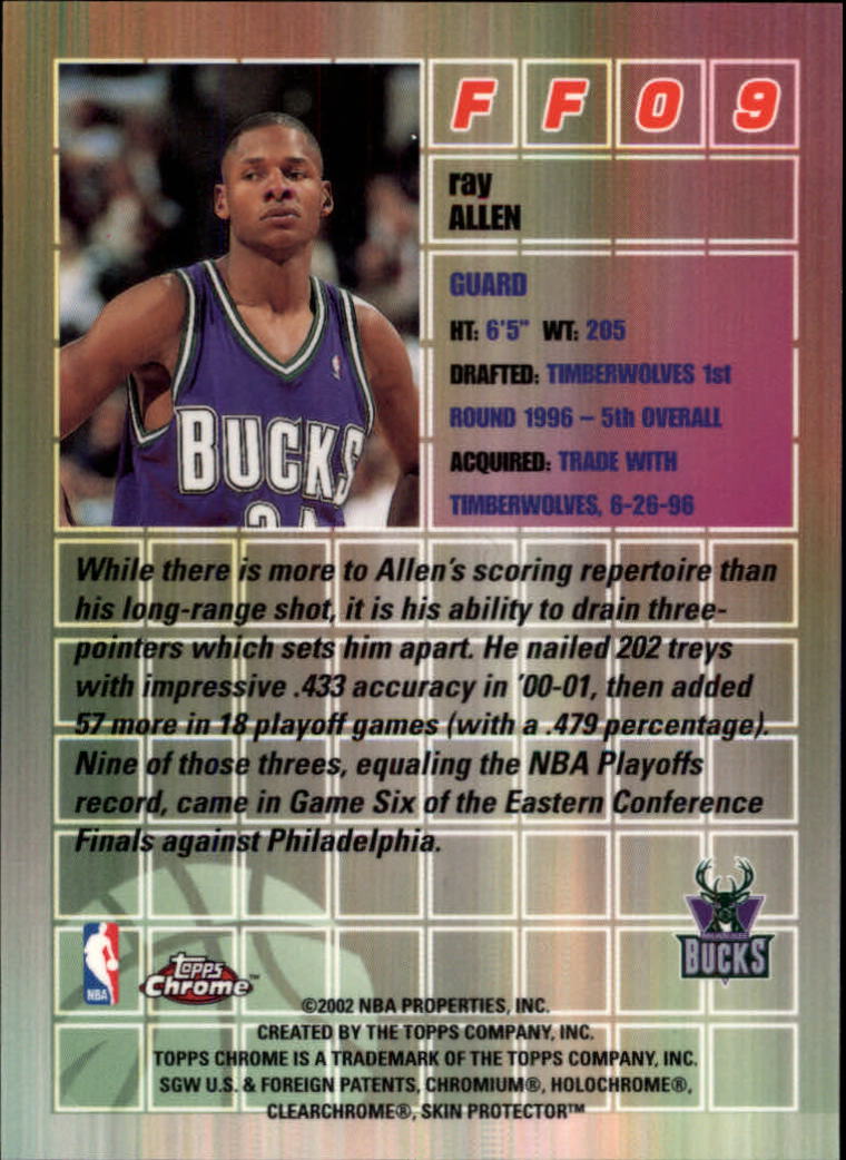 2001-02 Topps Chrome Fast and Furious #FF9 Ray Allen back image
