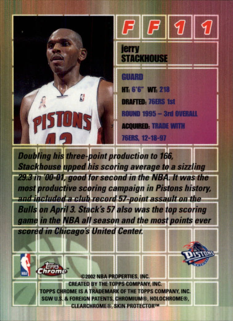 2001-02 Topps Chrome Fast and Furious #FF11 Jerry Stackhouse back image