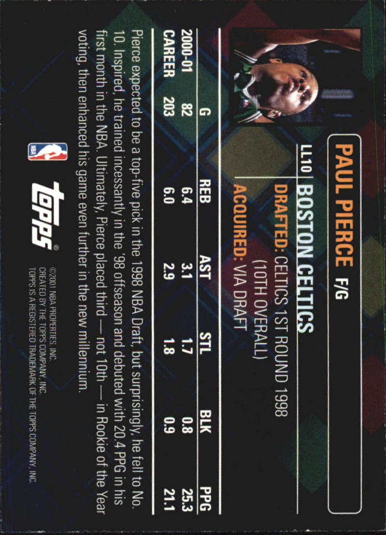 2001-02 Topps Lottery Legends #LL10 Paul Pierce