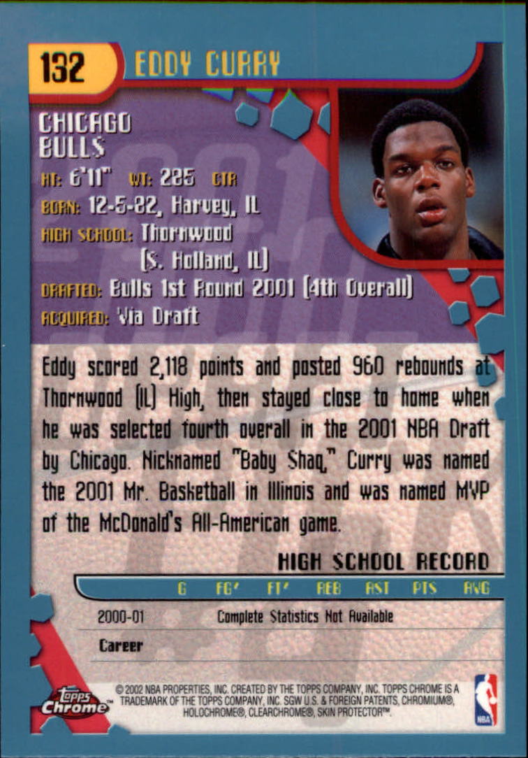 2001-02 Topps Chrome #132 Eddy Curry RC back image
