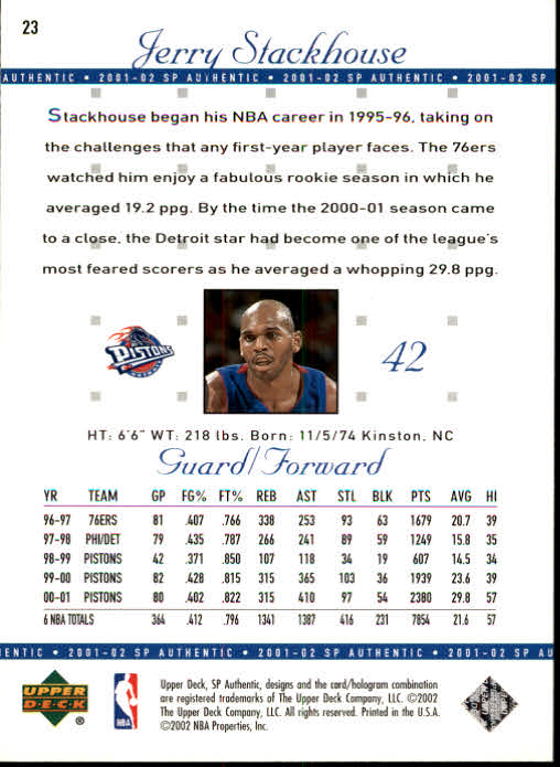 A7783- 2001-02 SP Authentic Bk Card #s 1-165 You Pick- 15+ FREE US SHIP - Picture 45 of 246