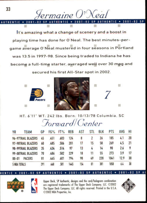 A7783- 2001-02 SP Authentic Bk Card #s 1-165 You Pick- 15+ FREE US SHIP - Picture 63 of 246