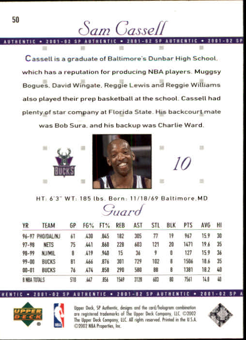 A7783- 2001-02 SP Authentic Bk Card #s 1-165 You Pick- 15+ FREE US SHIP - Picture 91 of 246