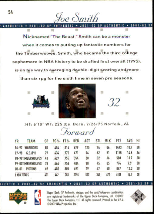 A7783- 2001-02 SP Authentic Bk Card #s 1-165 You Pick- 15+ FREE US SHIP - Picture 99 of 246